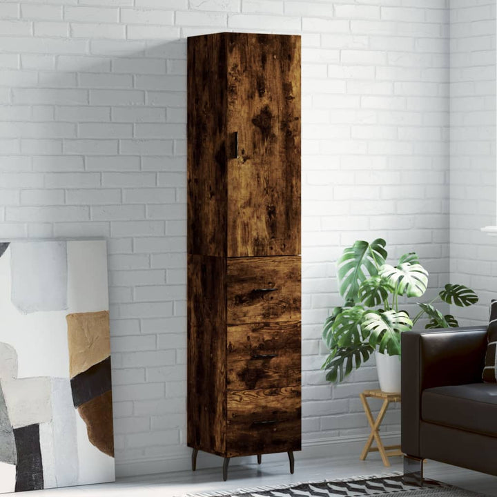 skab 34,5x34x180 cm konstrueret træ røget egetræ