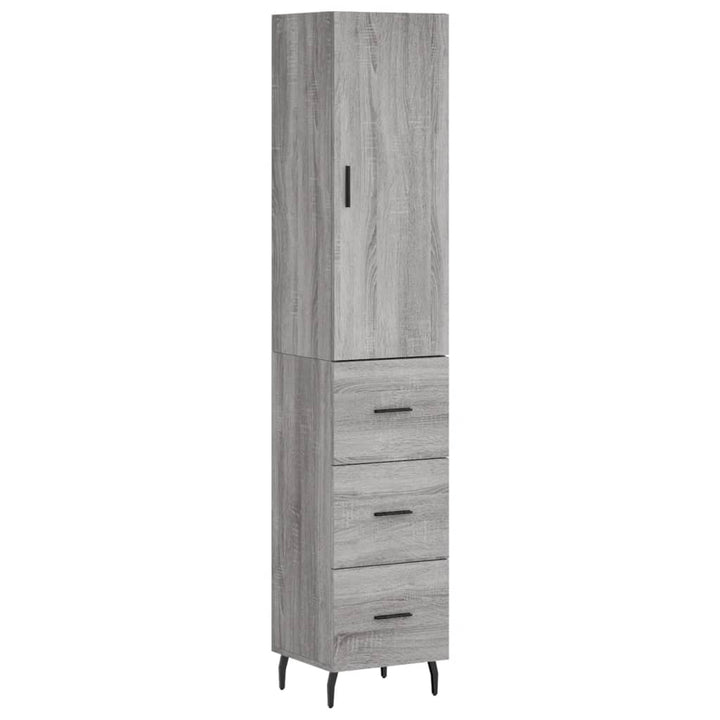 højskab 34,5x34x180 cm konstrueret træ grå sonoma-eg
