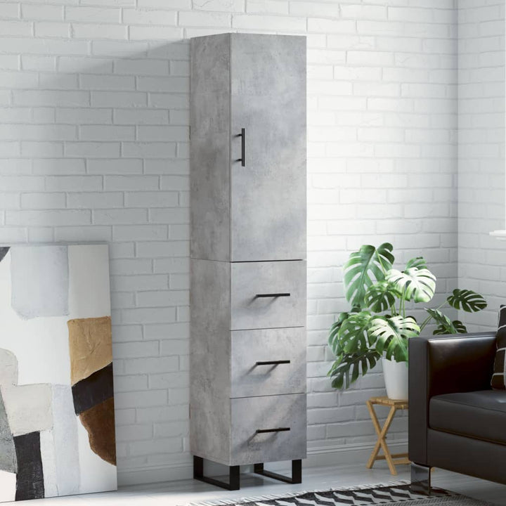 skab 34,5x34x180 cm konstrueret træ betongrå