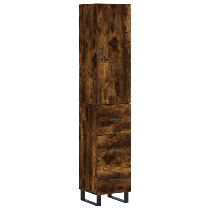 skab 34,5x34x180 cm konstrueret træ røget egetræ