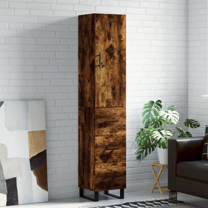 skab 34,5x34x180 cm konstrueret træ røget egetræ