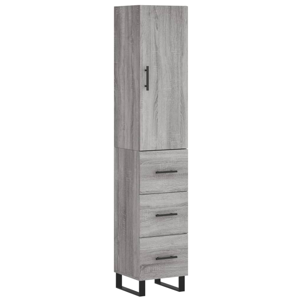 højskab 34,5x34x180 cm konstrueret træ grå sonoma-eg