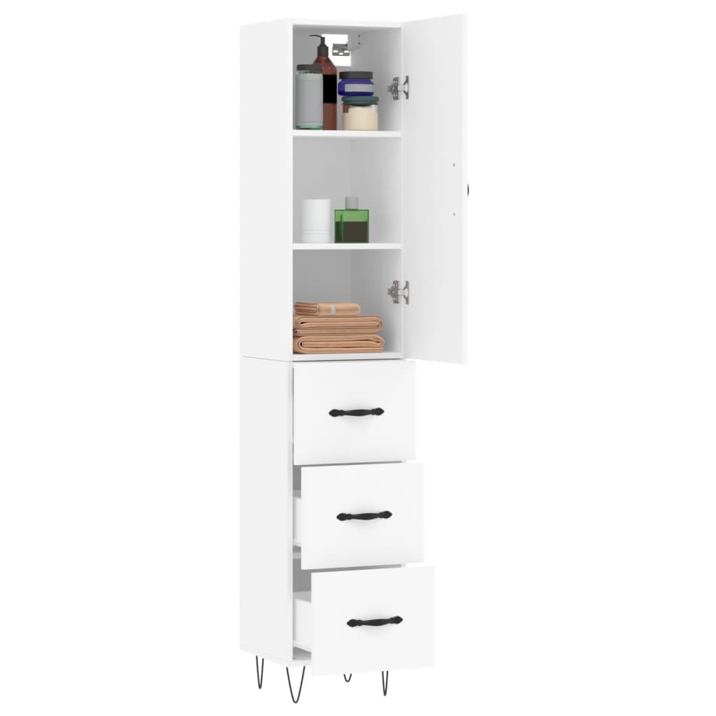 skab 34,5x34x180 cm konstrueret træ hvid