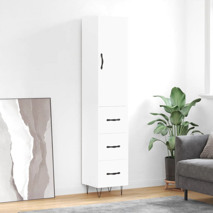 skab 34,5x34x180 cm konstrueret træ hvid