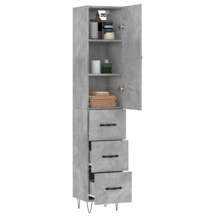 skab 34,5x34x180 cm konstrueret træ betongrå