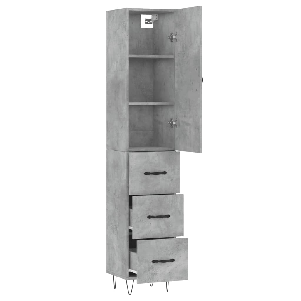 skab 34,5x34x180 cm konstrueret træ betongrå