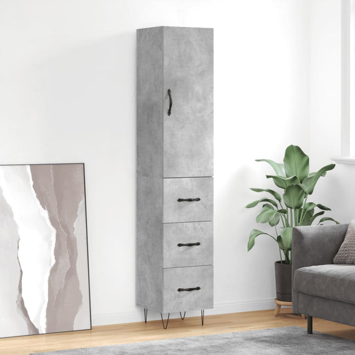 skab 34,5x34x180 cm konstrueret træ betongrå