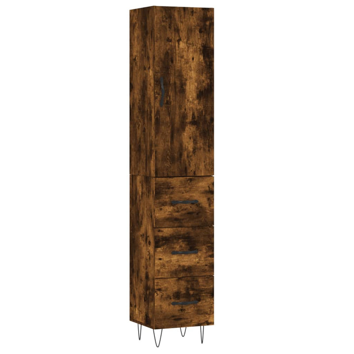 skab 34,5x34x180 cm konstrueret træ røget egetræ