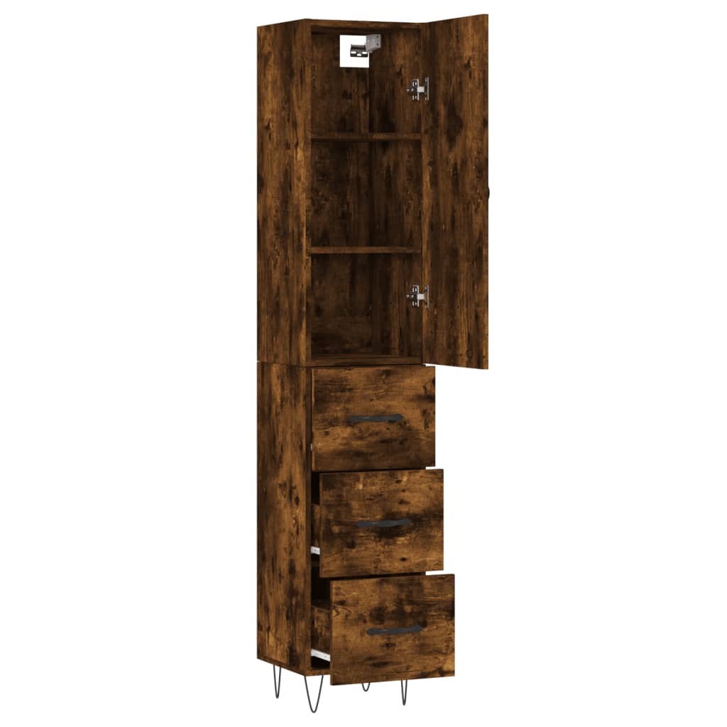 skab 34,5x34x180 cm konstrueret træ røget egetræ