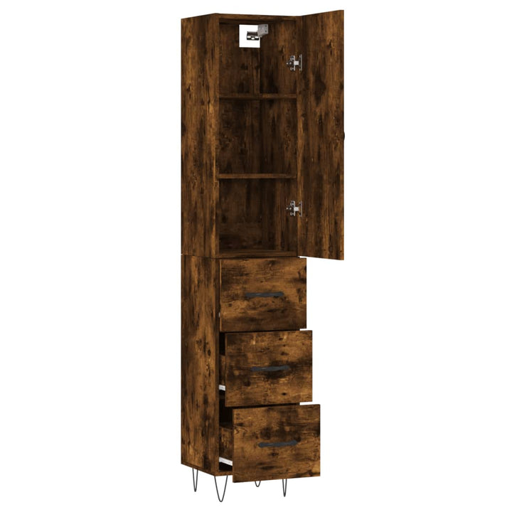 skab 34,5x34x180 cm konstrueret træ røget egetræ