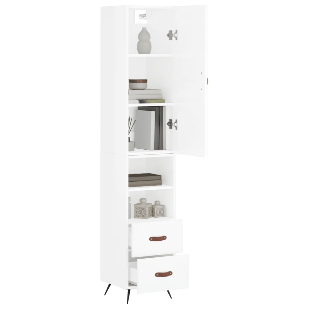 skab 34,5x34x180 cm konstrueret træ hvid højglans