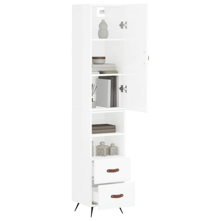 skab 34,5x34x180 cm konstrueret træ hvid højglans