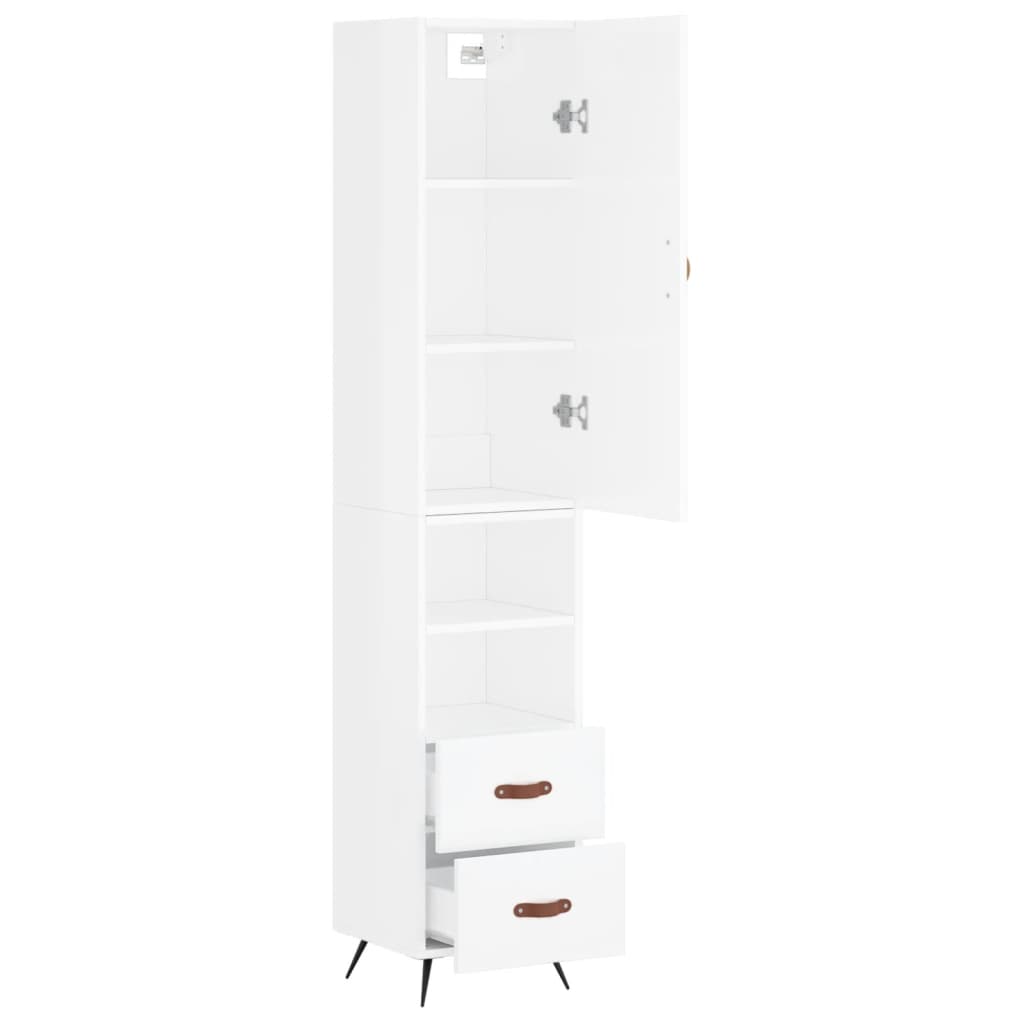 skab 34,5x34x180 cm konstrueret træ hvid højglans