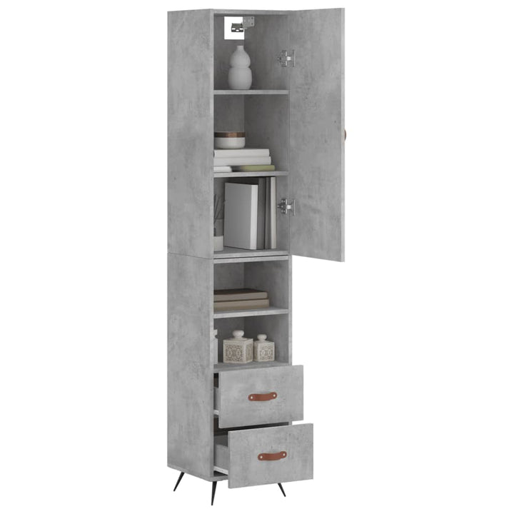skab 34,5x34x180 cm konstrueret træ betongrå