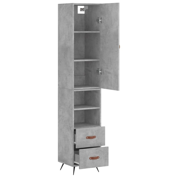 skab 34,5x34x180 cm konstrueret træ betongrå