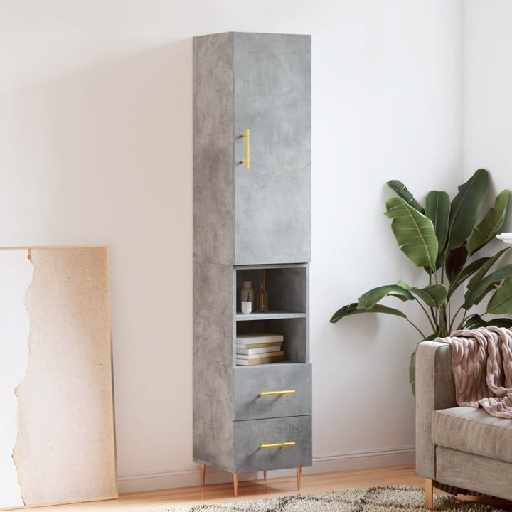 skab 34,5x34x180 cm konstrueret træ betongrå
