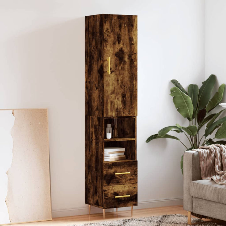 skab 34,5x34x180 cm konstrueret træ røget egetræ