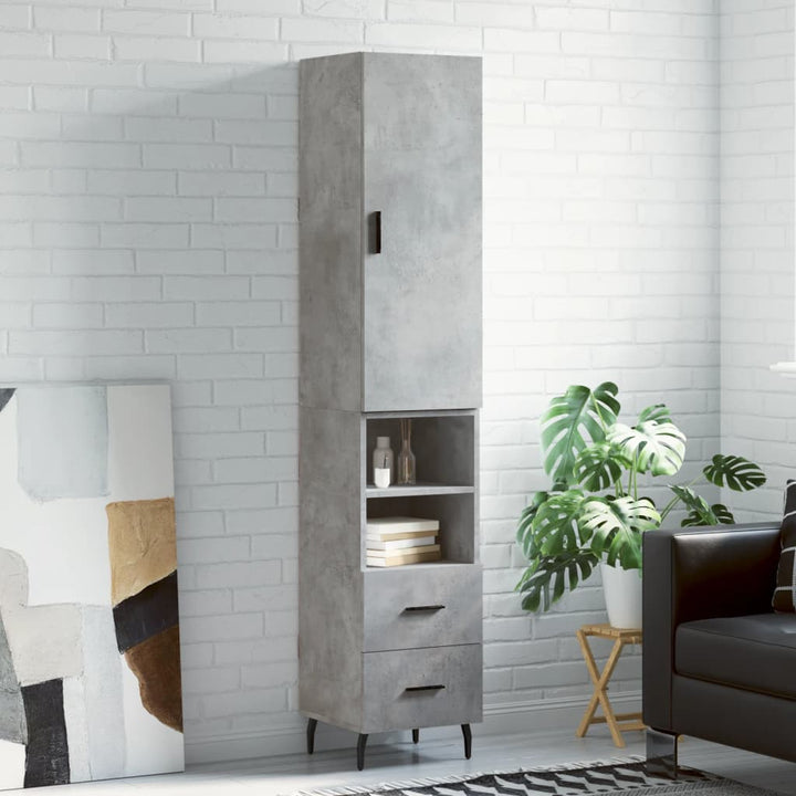 skab 34,5x34x180 cm konstrueret træ betongrå