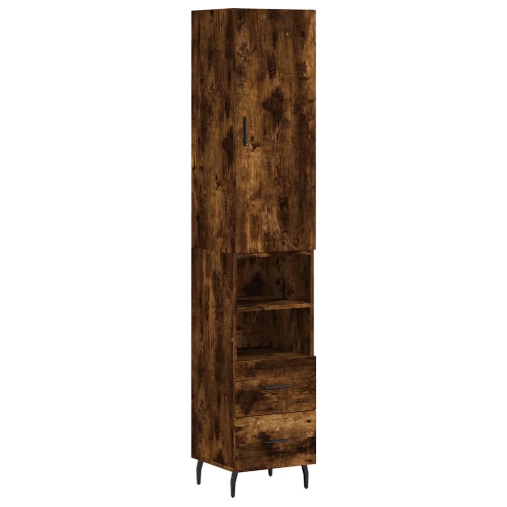 skab 34,5x34x180 cm konstrueret træ røget egetræ