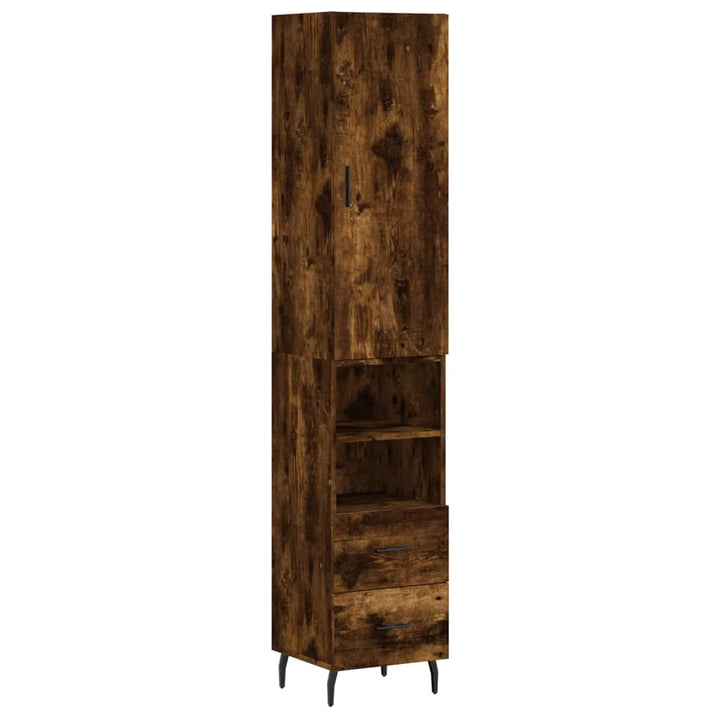 skab 34,5x34x180 cm konstrueret træ røget egetræ