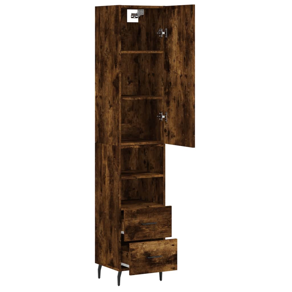 skab 34,5x34x180 cm konstrueret træ røget egetræ
