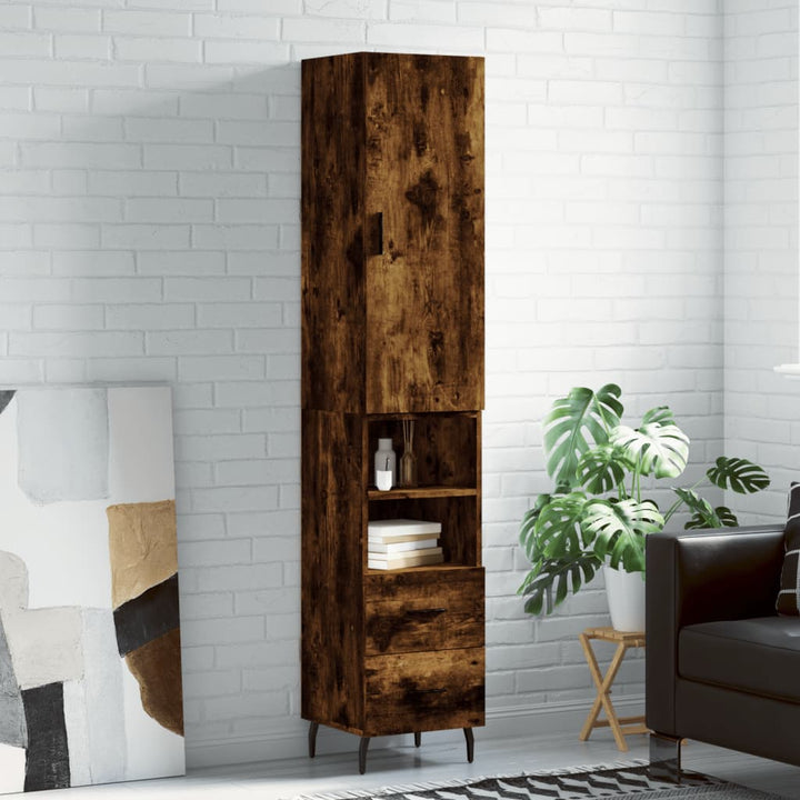 skab 34,5x34x180 cm konstrueret træ røget egetræ