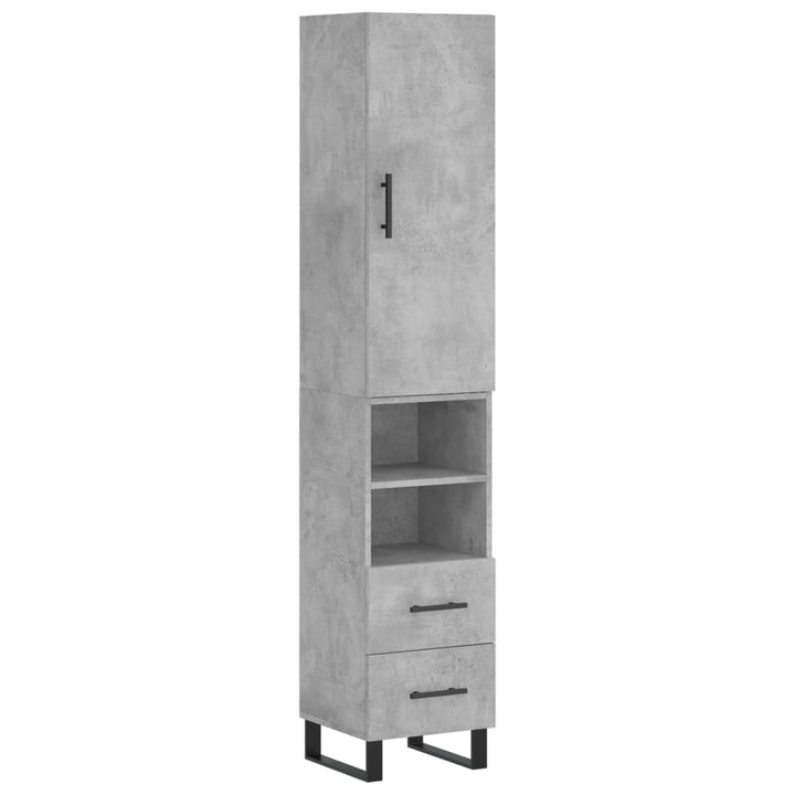 skab 34,5x34x180 cm konstrueret træ betongrå
