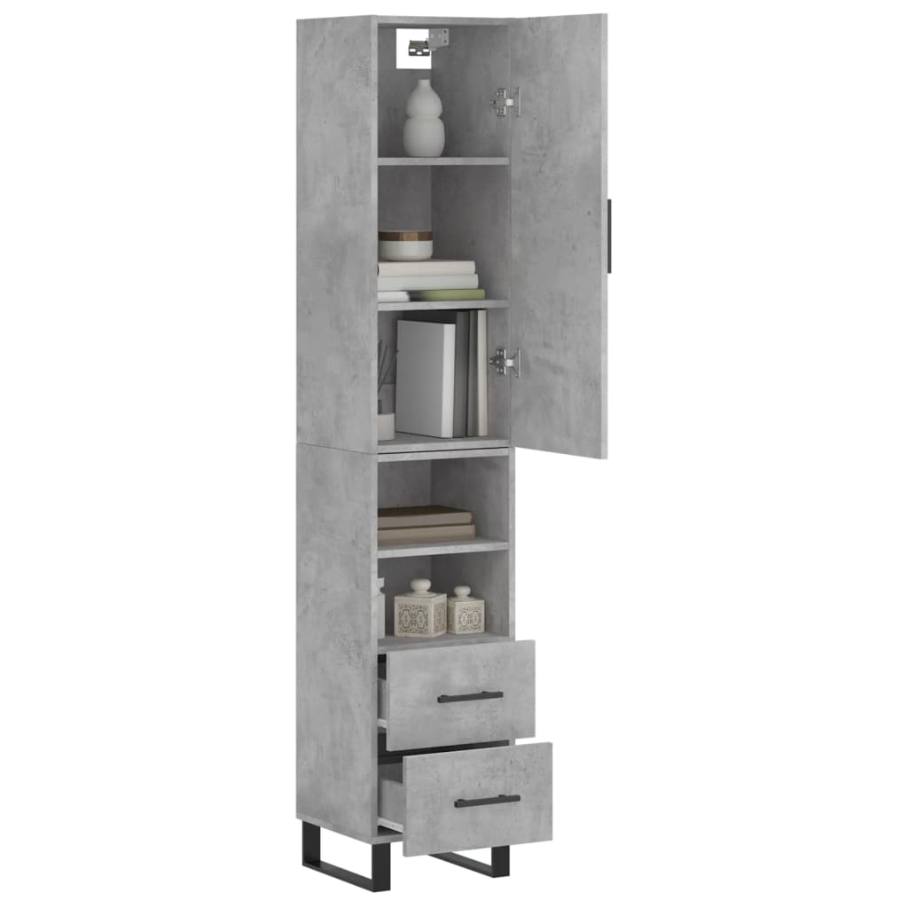 skab 34,5x34x180 cm konstrueret træ betongrå