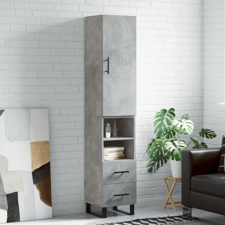 skab 34,5x34x180 cm konstrueret træ betongrå