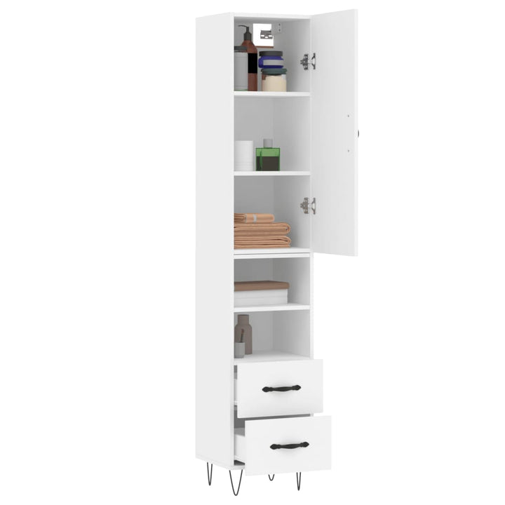 skab 34,5x34x180 cm konstrueret træ hvid