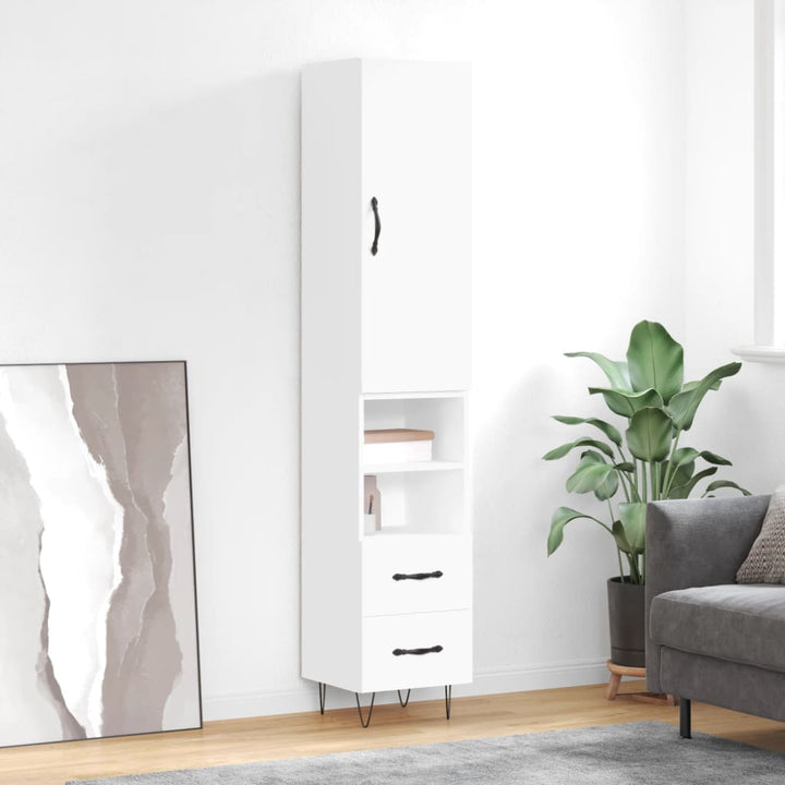 skab 34,5x34x180 cm konstrueret træ hvid