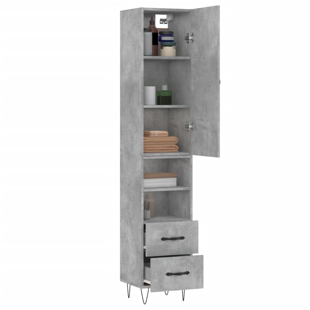 skab 34,5x34x180 cm konstrueret træ betongrå