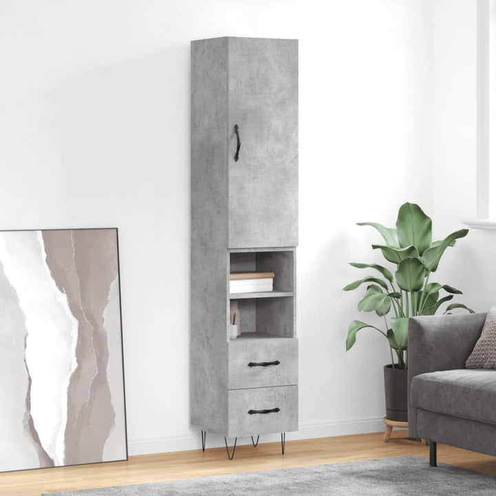 skab 34,5x34x180 cm konstrueret træ betongrå