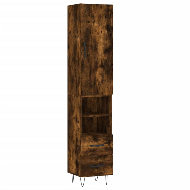 skab 34,5x34x180 cm konstrueret træ røget egetræ
