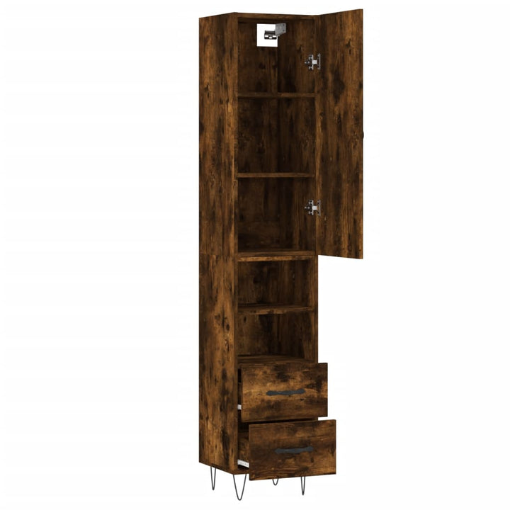 skab 34,5x34x180 cm konstrueret træ røget egetræ