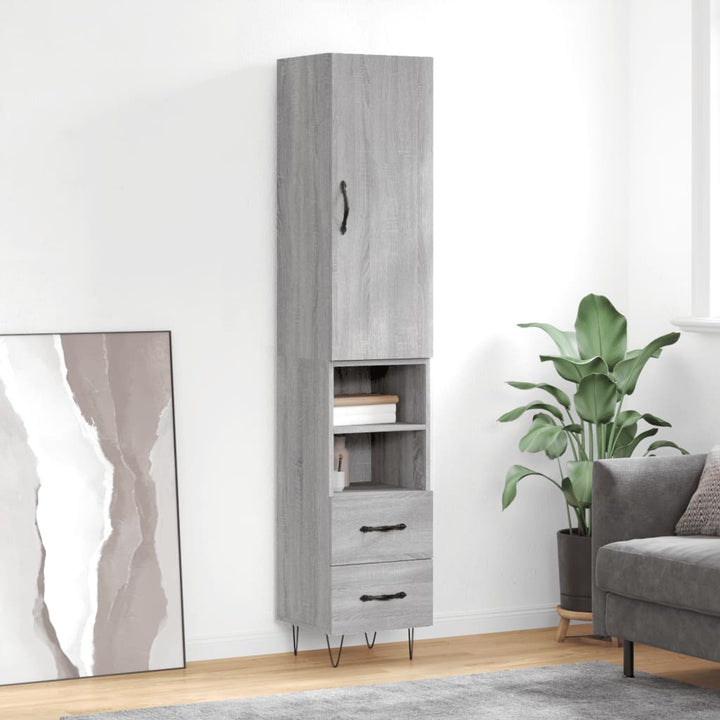 højskab 34,5x34x180 cm konstrueret træ grå sonoma-eg