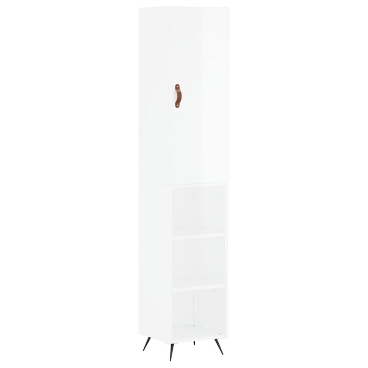 skab 34,5x34x180 cm konstrueret træ hvid højglans