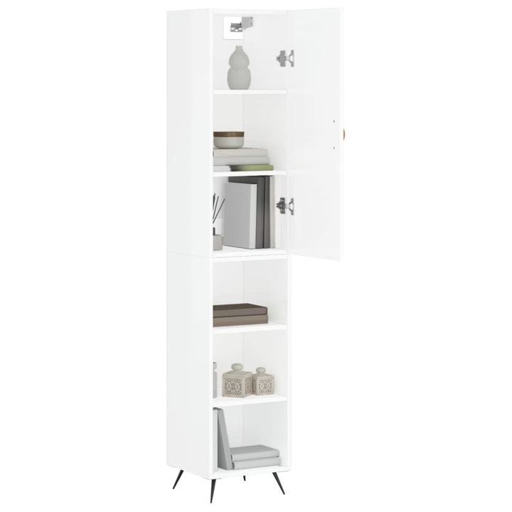 skab 34,5x34x180 cm konstrueret træ hvid højglans