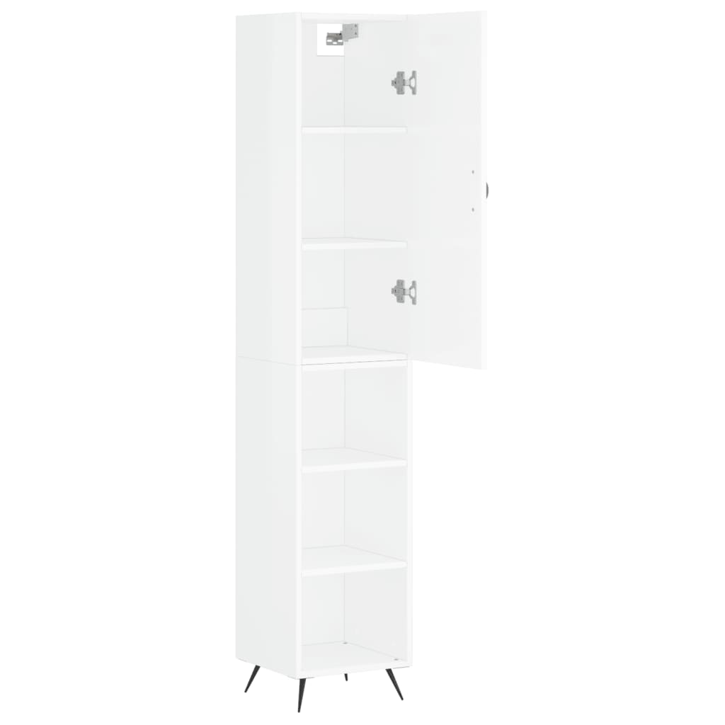 skab 34,5x34x180 cm konstrueret træ hvid højglans