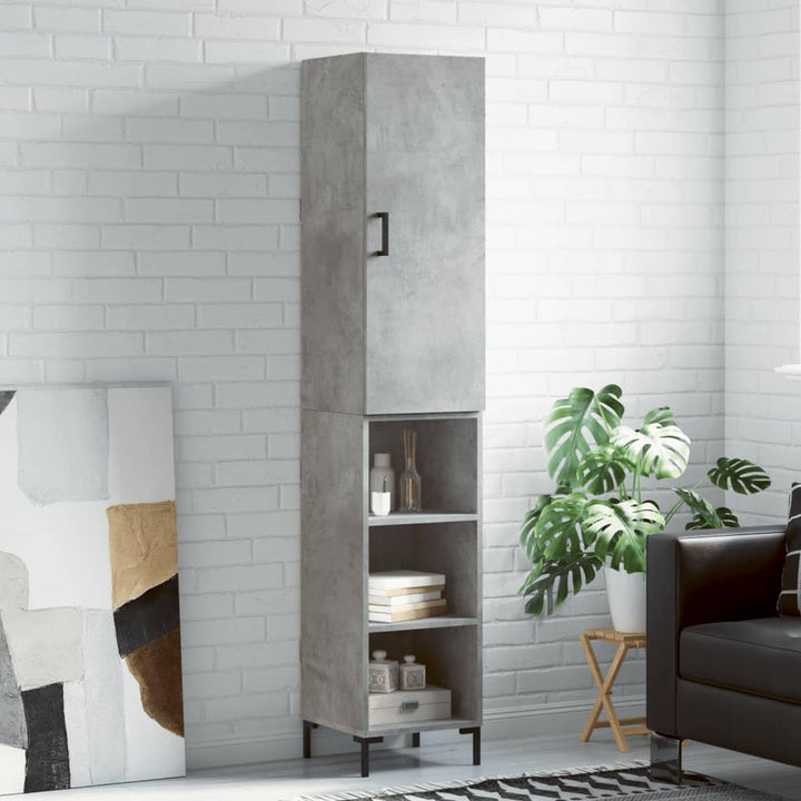 skab 34,5x34x180 cm konstrueret træ betongrå