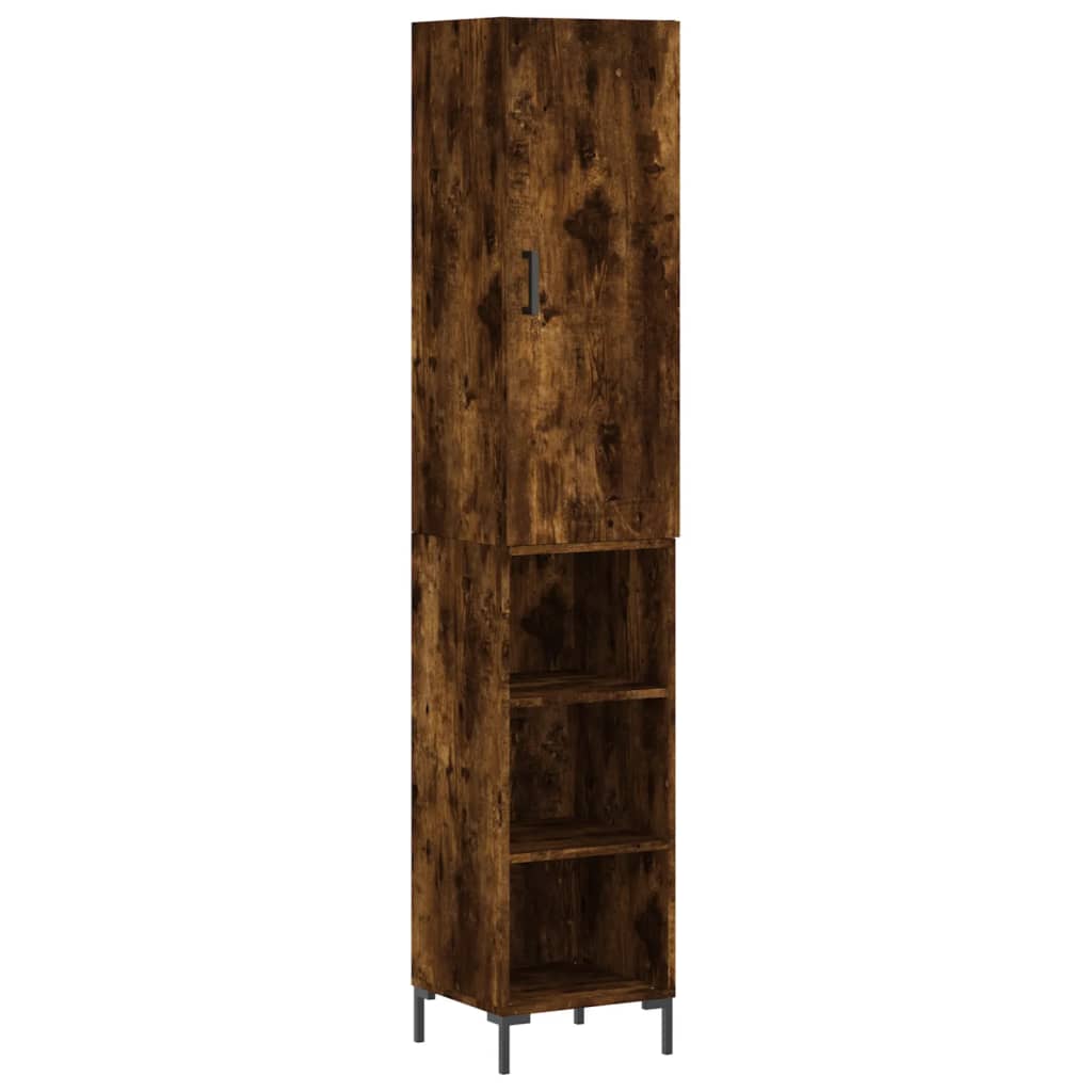 skab 34,5x34x180 cm konstrueret træ røget egetræ