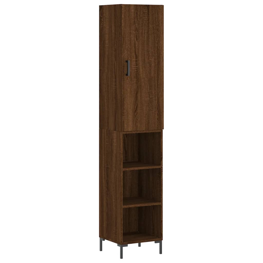 skab 34,5x34x180 cm konstrueret træ brun egetræsfarve