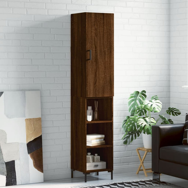 skab 34,5x34x180 cm konstrueret træ brun egetræsfarve