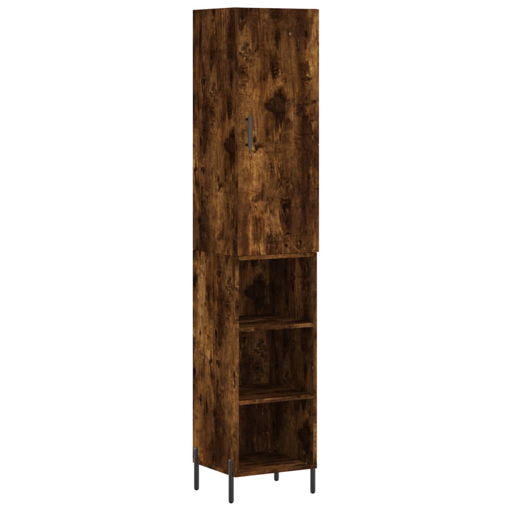 skab 34,5x34x180 cm konstrueret træ røget egetræ