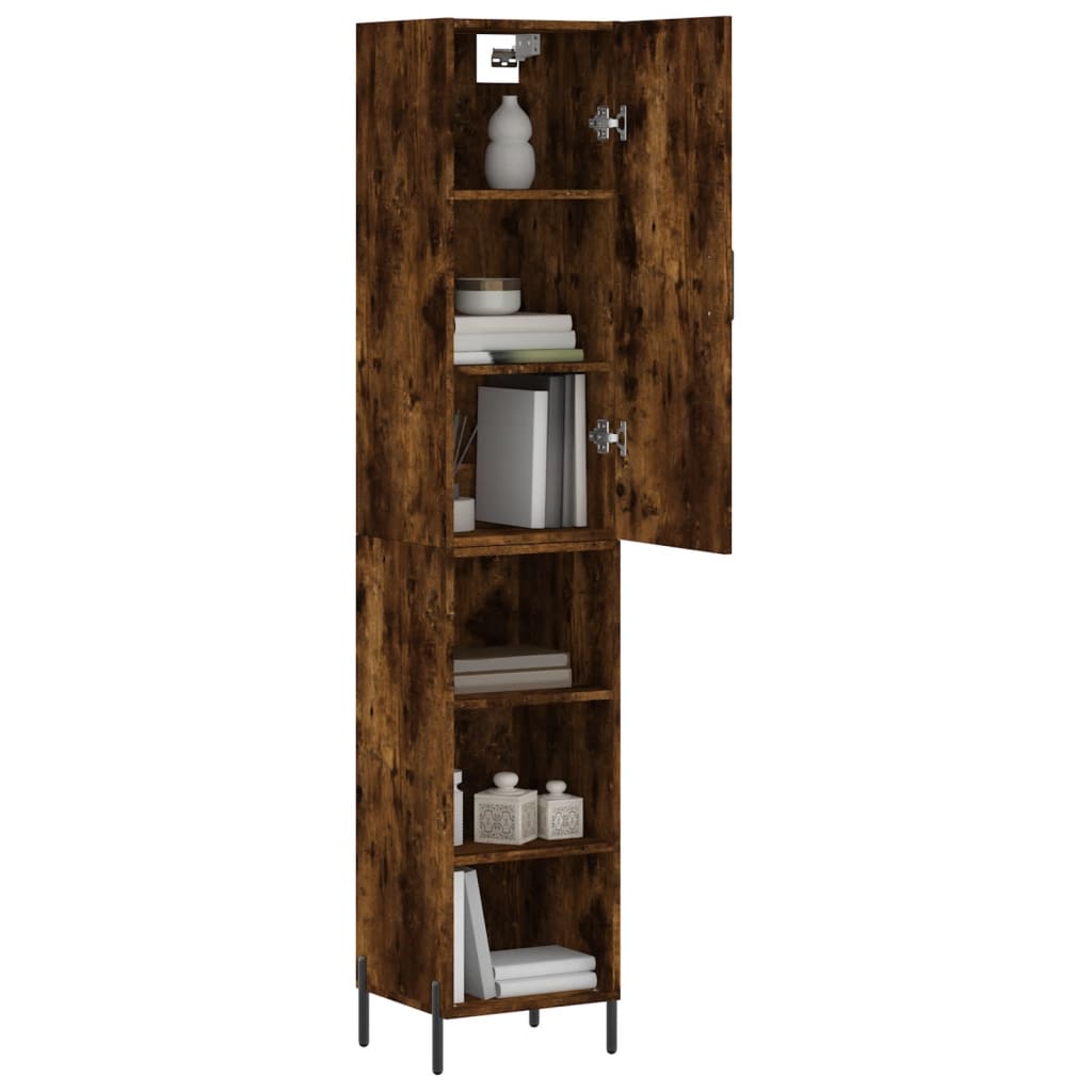 skab 34,5x34x180 cm konstrueret træ røget egetræ