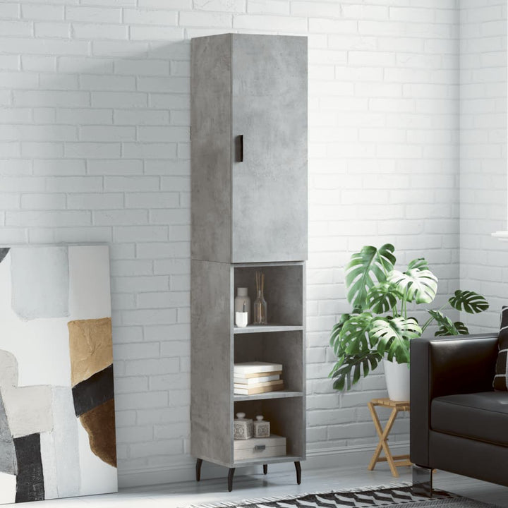 skab 34,5x34x180 cm konstrueret træ betongrå