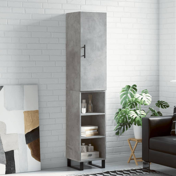 skab 34,5x34x180 cm konstrueret træ betongrå