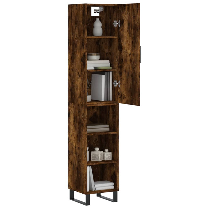 skab 34,5x34x180 cm konstrueret træ røget egetræ