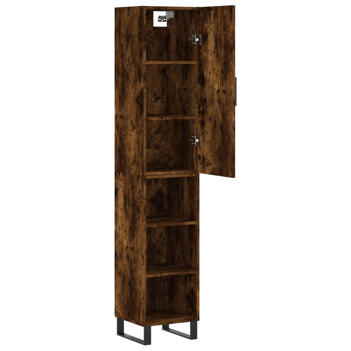 skab 34,5x34x180 cm konstrueret træ røget egetræ