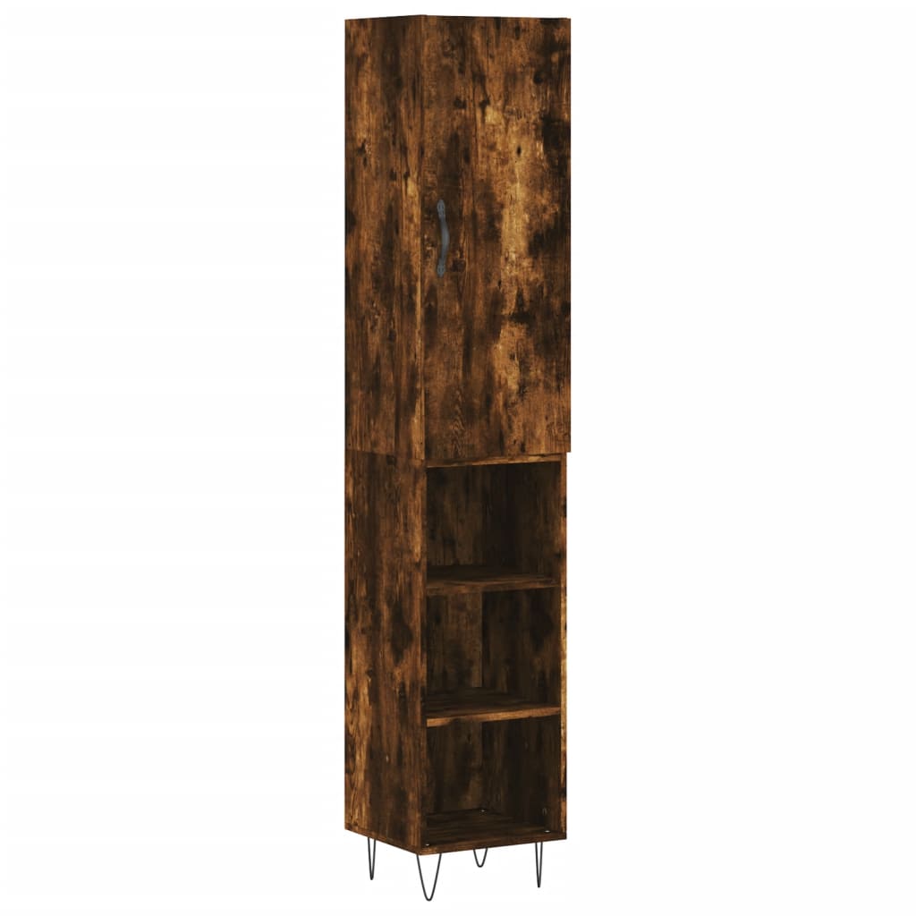 skab 34,5x34x180 cm konstrueret træ røget egetræ